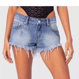 Edikted Frayed Denim Shorts NWT!!